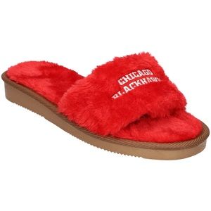 Chicago Blackhawks FOCO Women's Faux Fur Slide Slippers